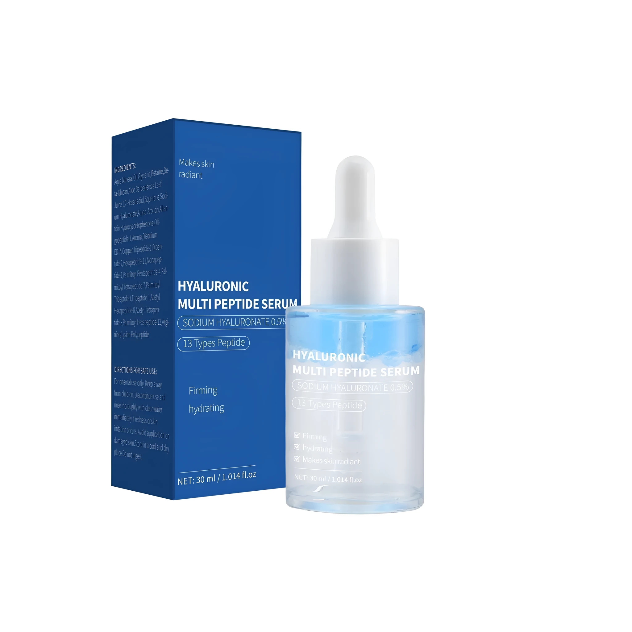 Hyaluronic Acid Polypeptide Serum 30ml bottle on white background, single colour classification FP-D032