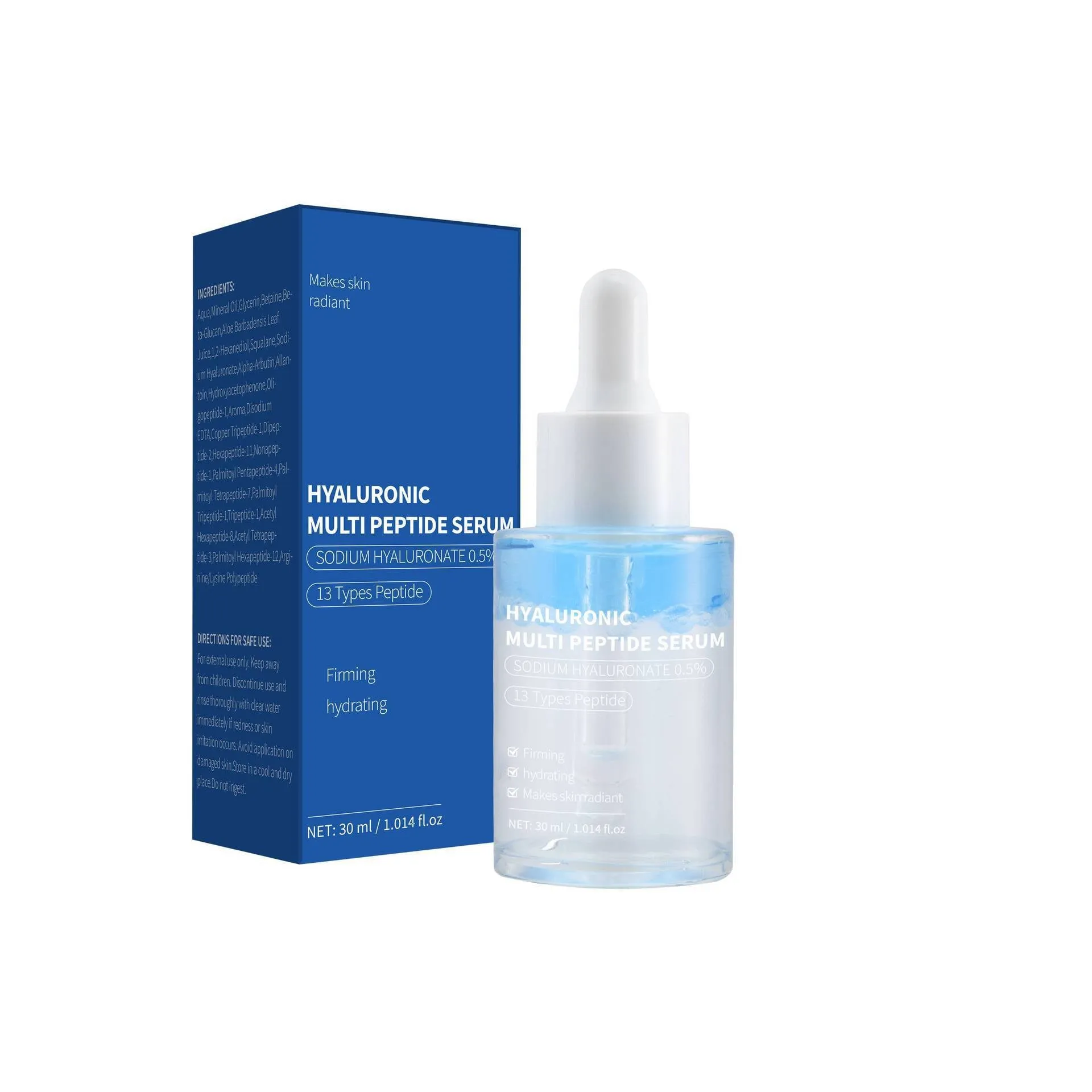 Hyaluronic Acid Polypeptide Serum 30ml bottle on white background, single colour classification FP-D032