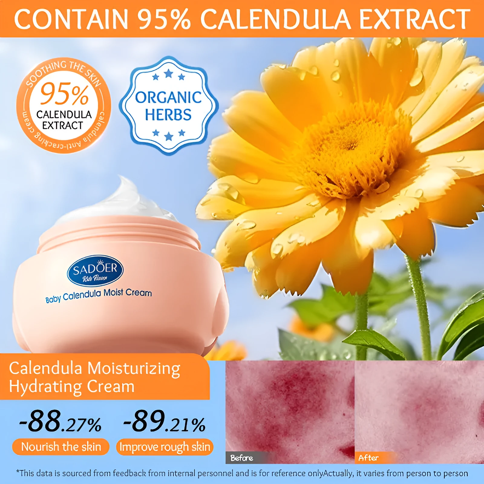 English Marigold Children's Moisturizing Facial Cream 50g pot for universal skin types