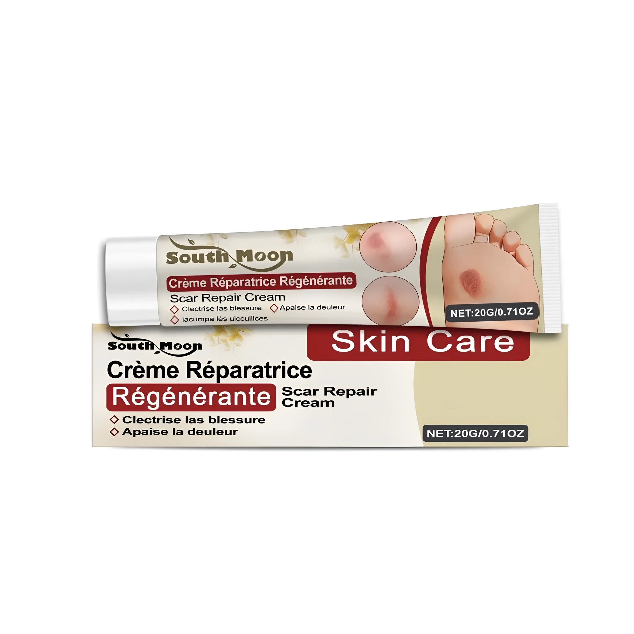 Scar repair cream 20g tube with aloe and mint active ingredients for scar treatment