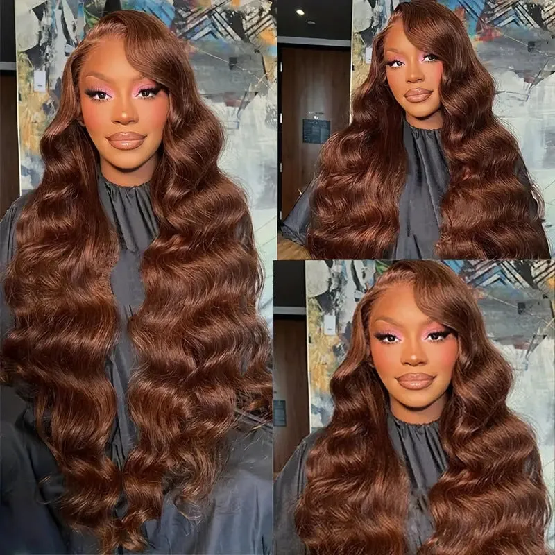 Brown big wave fake long curly wig head cover with side bangs on mannequin
