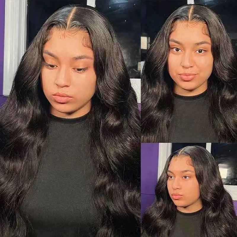 Black mid-length large roll wig for women, 26 inches Kanekalon synthetic hair with side bangs