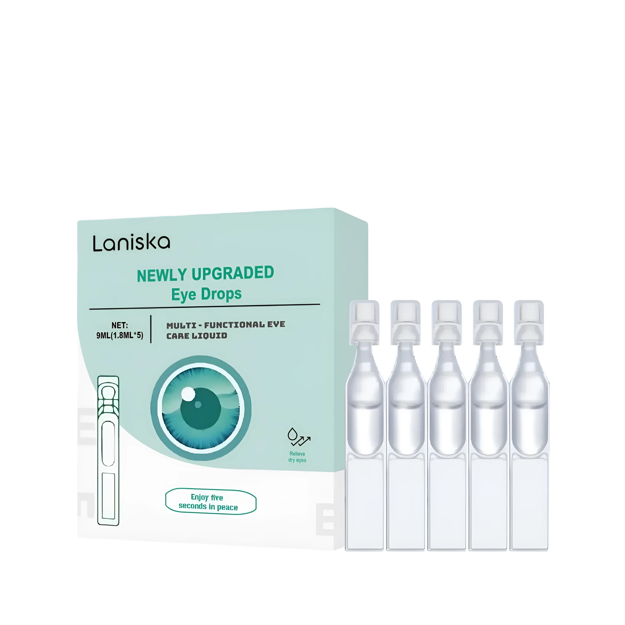 Soothing eye drops bottle with pilocarpine, lutein, zeaxanthin, and ginkgo biloba formula
