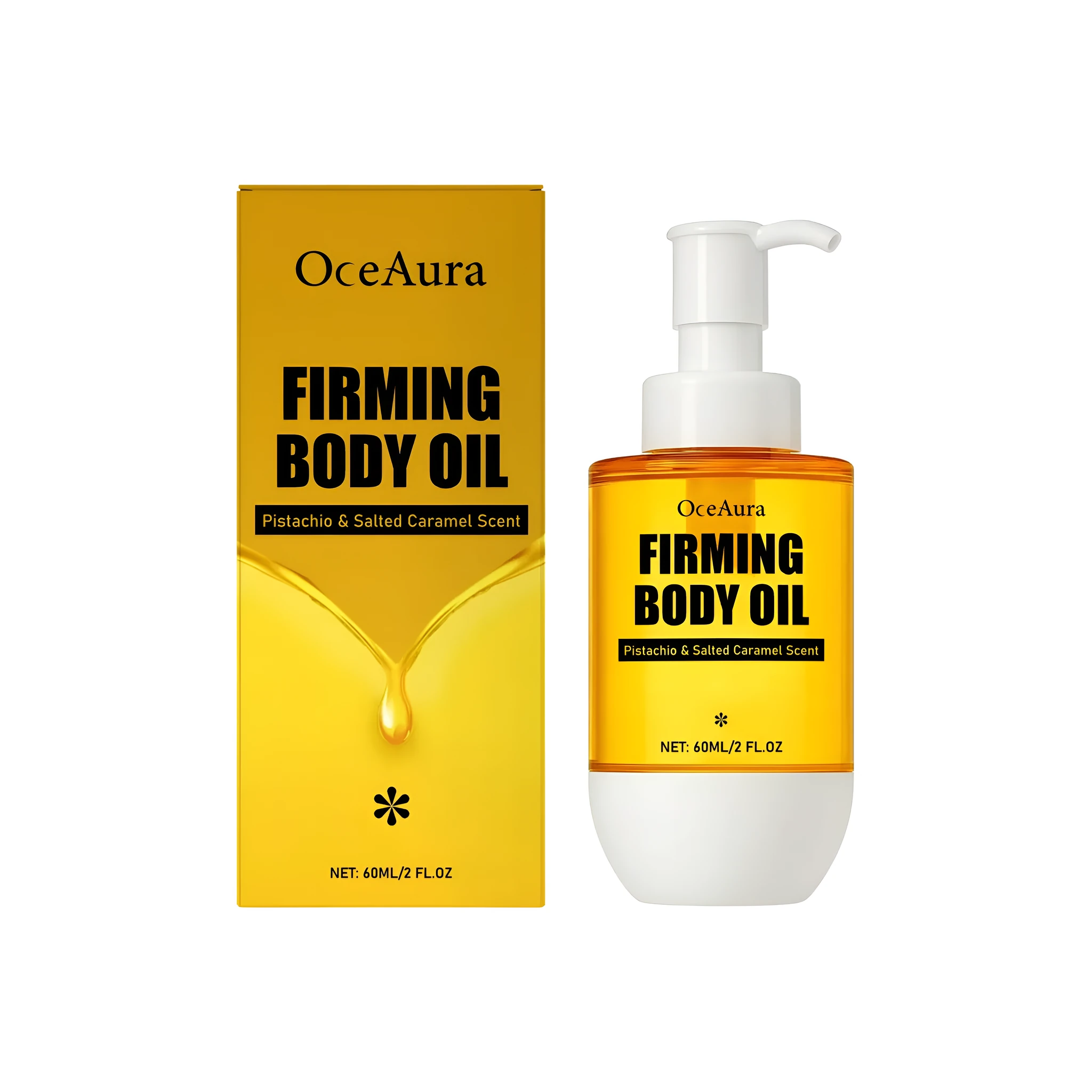 60ml tightening body oil bottle with glycerin and pistachio seed oil formulation