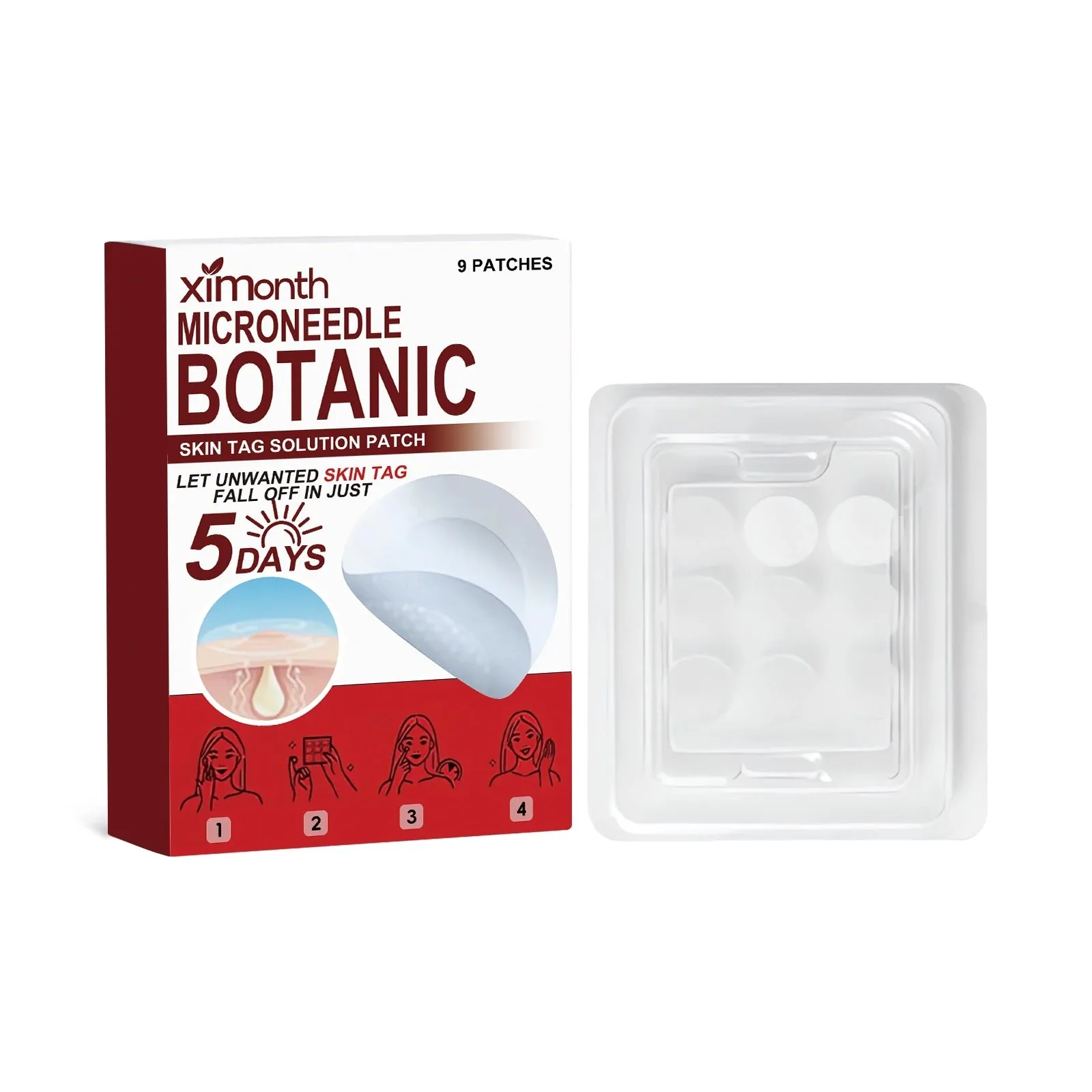 Pack of 9 skin tag removal patches with aloe, mint, and salicylic acid for home use