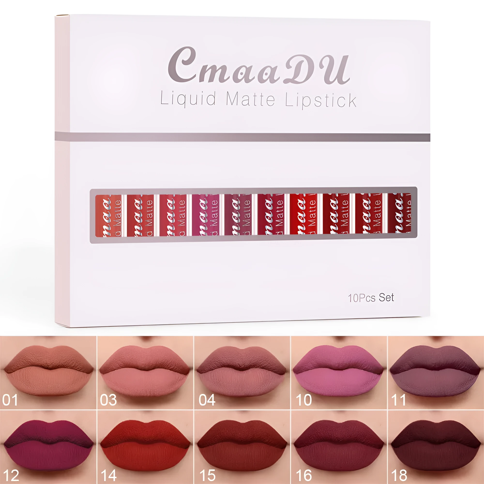10 pcs matte waterproof long lasting lip gloss set in multiple colours
