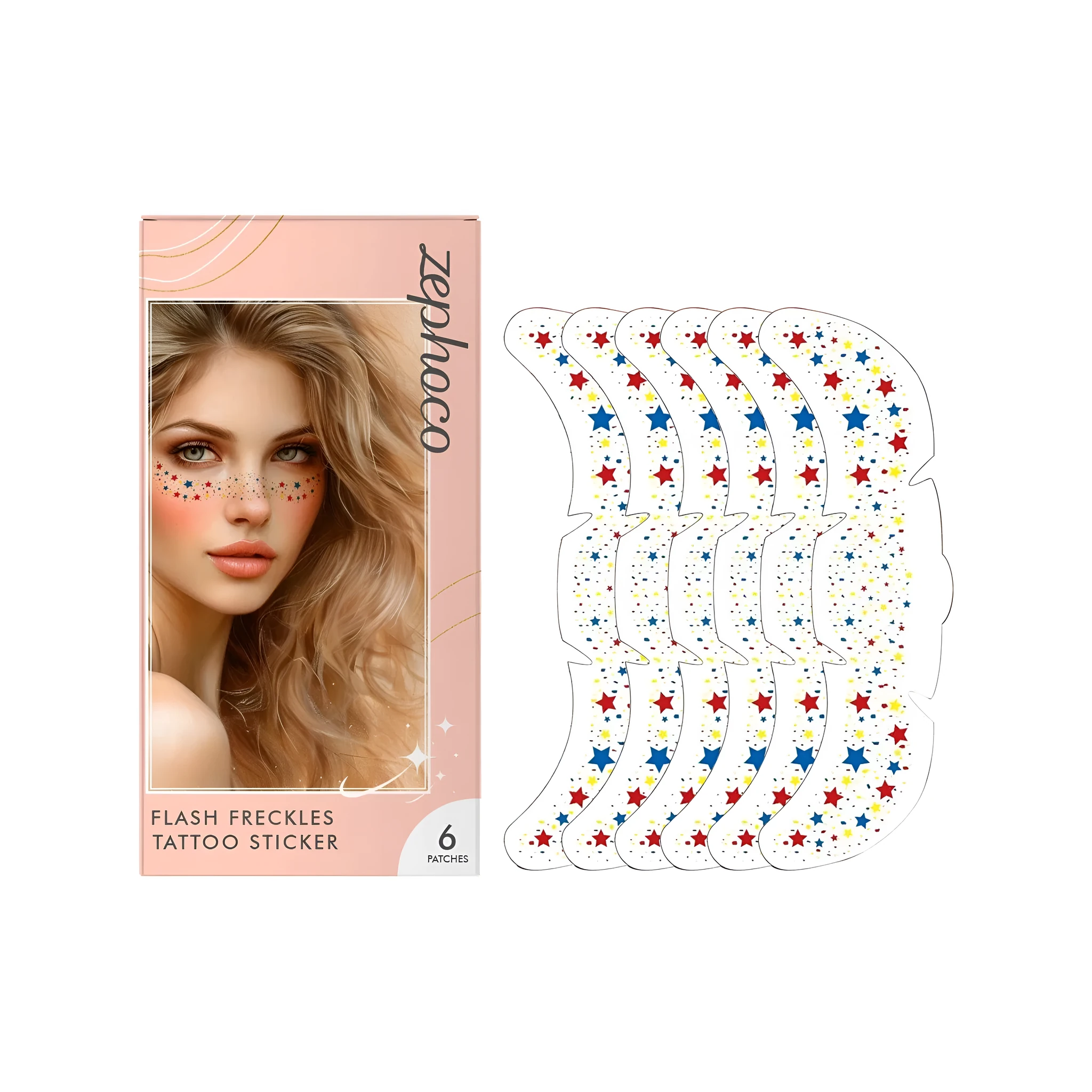 Sparkling Freckle Tattoo Patch 6 pack semi-permanent face body freckles with aloe vera and iron oxide colour