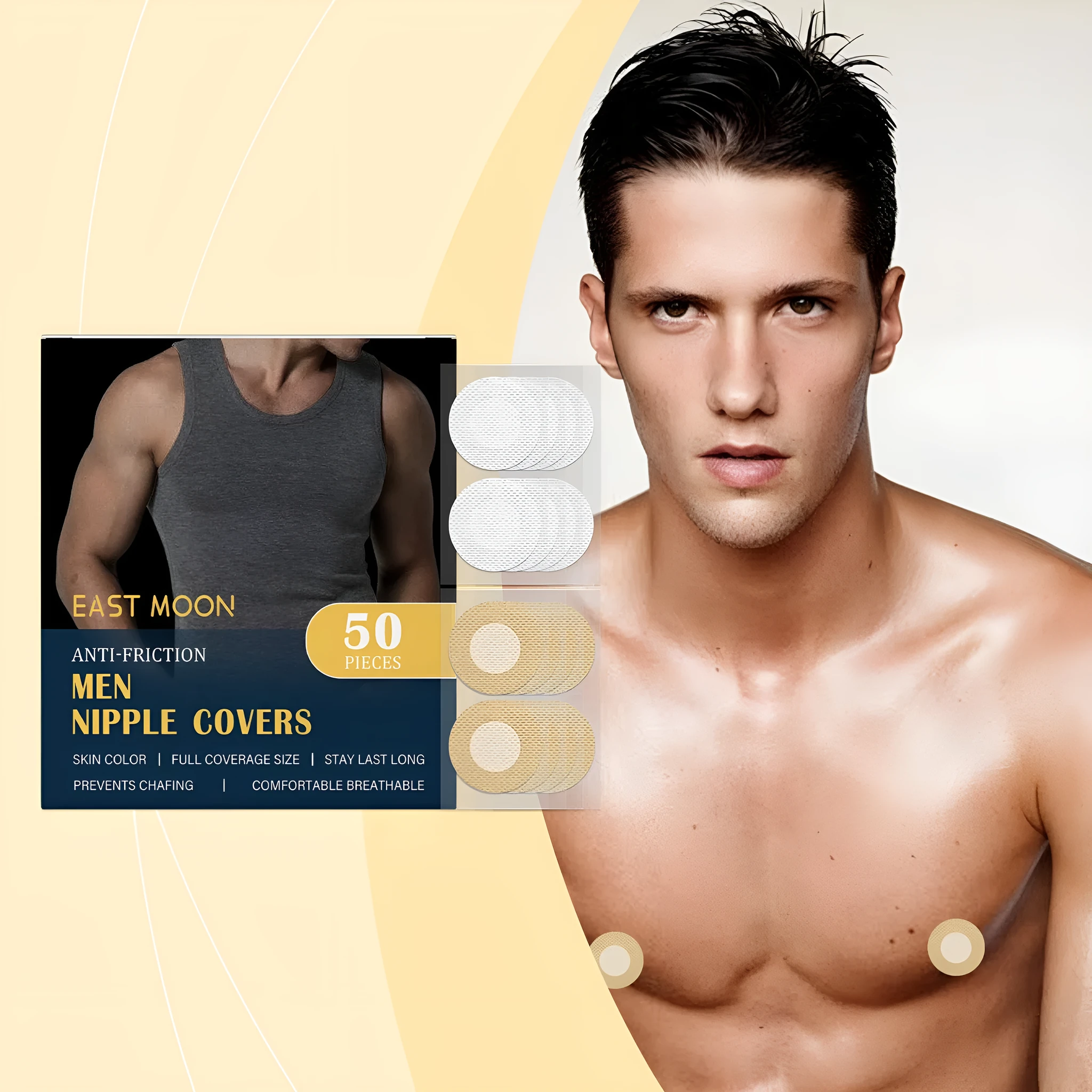 Men's anti friction chest patch 50 pieces adhesive plasters for sports