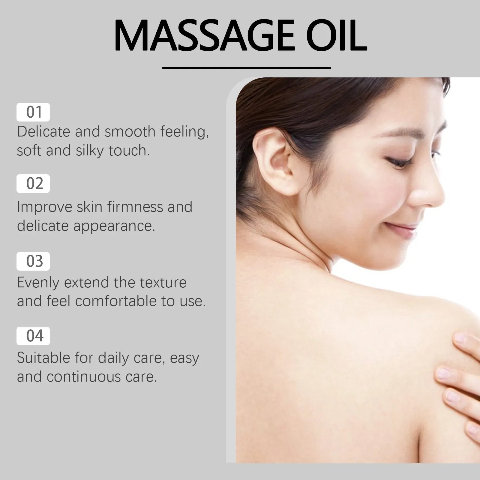 Moisturizing massage oil 100ml bottle with collagen, vitamin E, and natural extracts