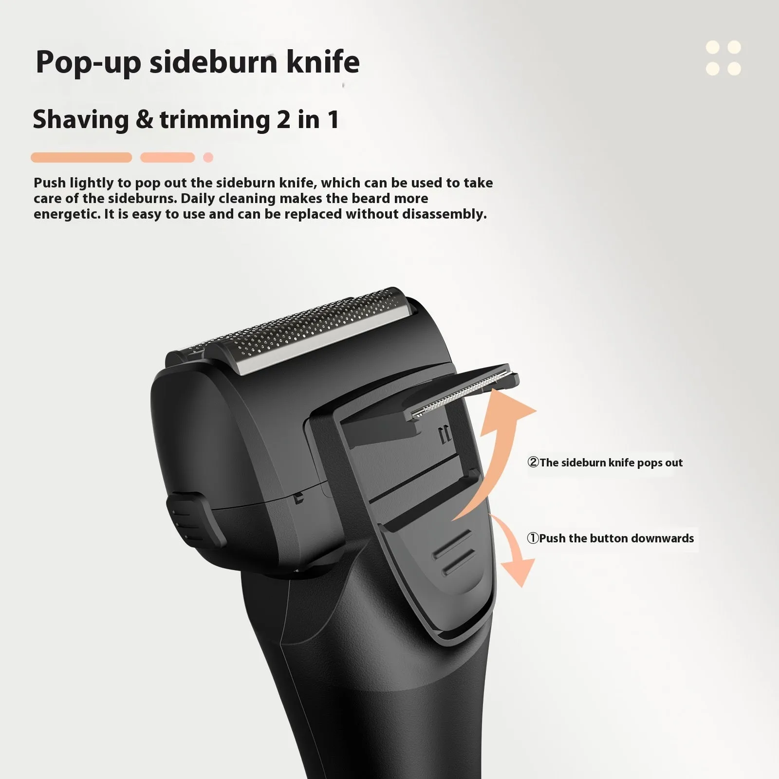 Rechargeable digital display electric reciprocating shaver in Gun Black with removable cutter head