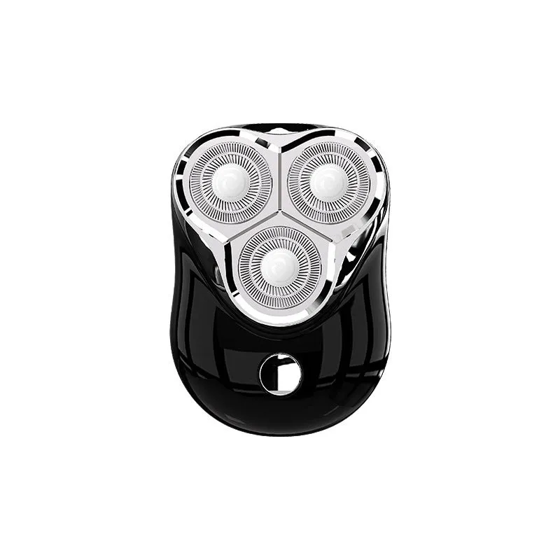 Electric magnetic suction floating three-blade shaver in piano black with removable cutter head