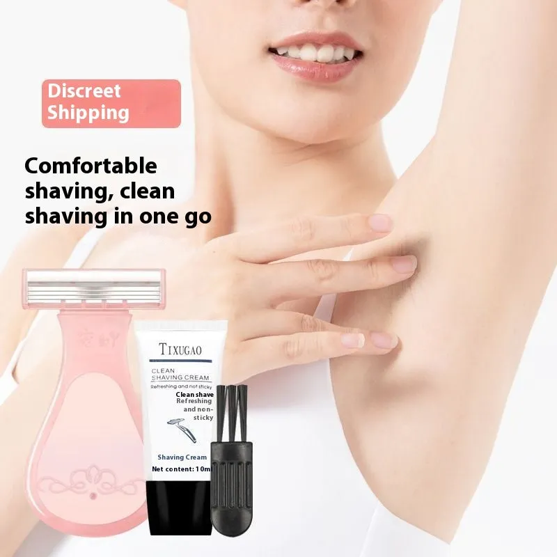 Women's manual lady shaver in pink nude style for armpit leg and private parts hair removal