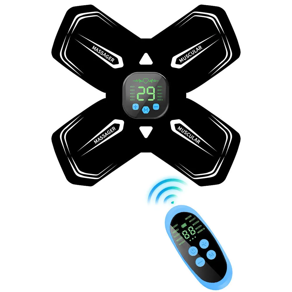 Intelligent EMS massager multifunctional cervical vertebra massage pad with USB cable in white remote control type on grey background
