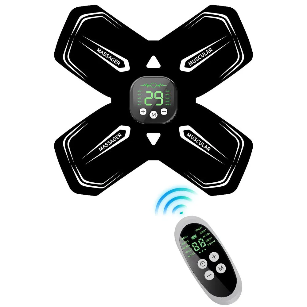 Intelligent EMS massager multifunctional cervical vertebra massage pad with USB cable in white remote control type on grey background