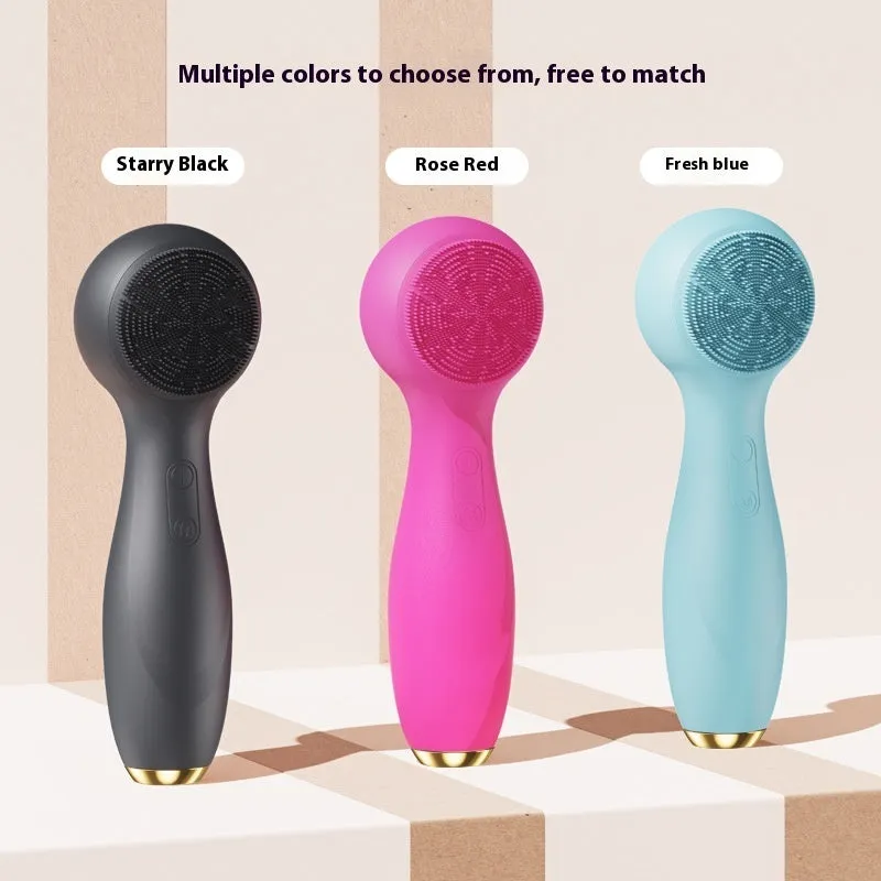 Electric facial cleaner with hot cold compress and red blue light in black colour