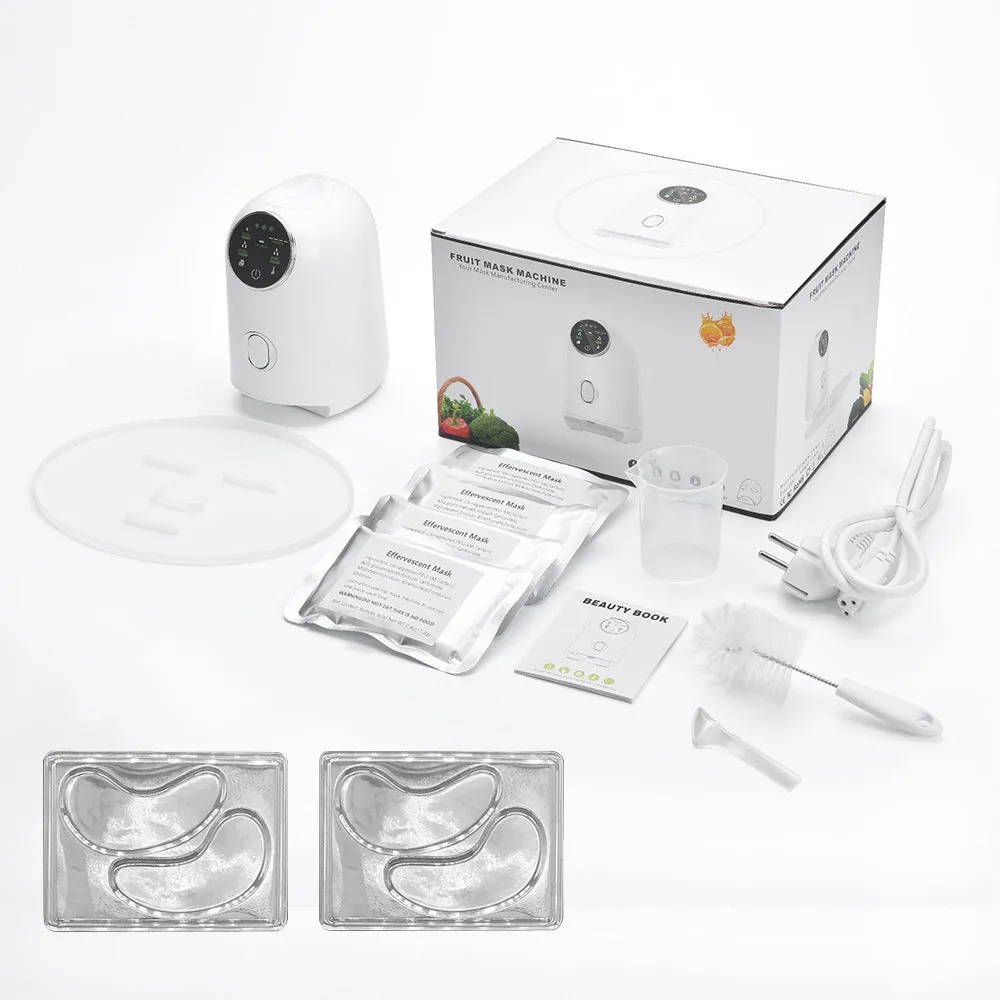 Intelligent homemade fruit and vegetable milk beauty apparatus in white plastic with facial mask tray and scraper