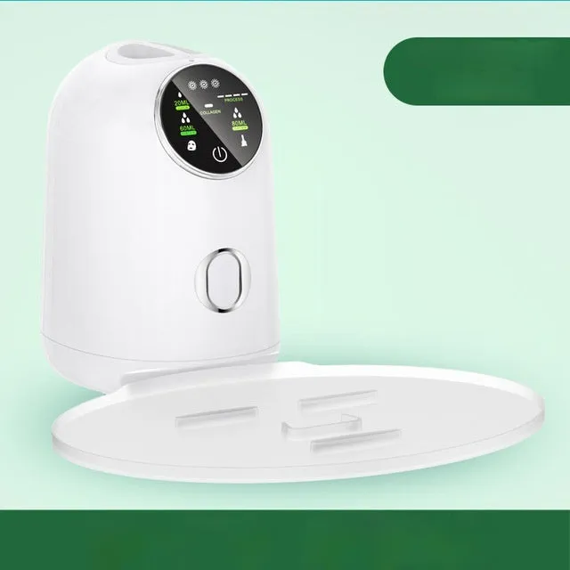 Intelligent homemade fruit and vegetable milk beauty apparatus in white plastic with facial mask tray and scraper