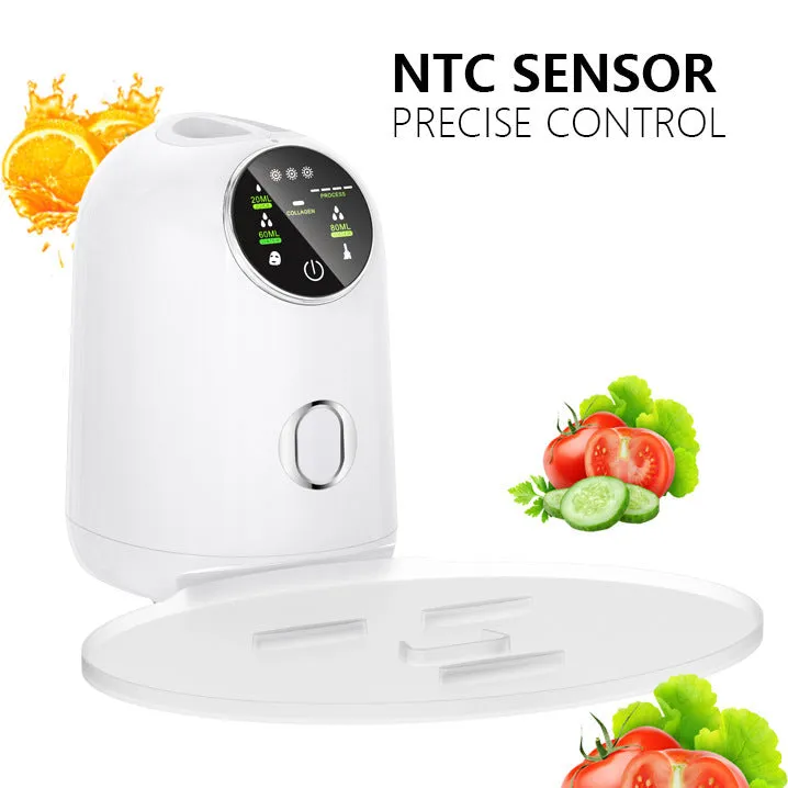 Intelligent homemade fruit and vegetable milk beauty apparatus in white plastic with facial mask tray and scraper