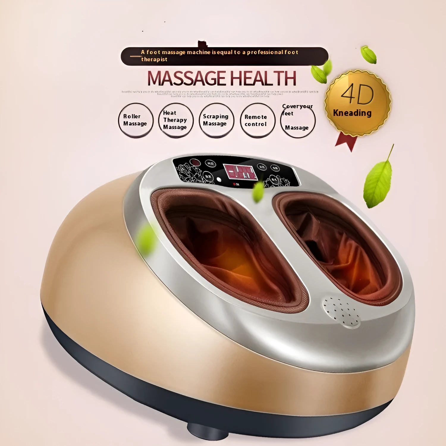 Elderly infrared electric foot massager with remote control in Champagne Gold, 45x37x26cm