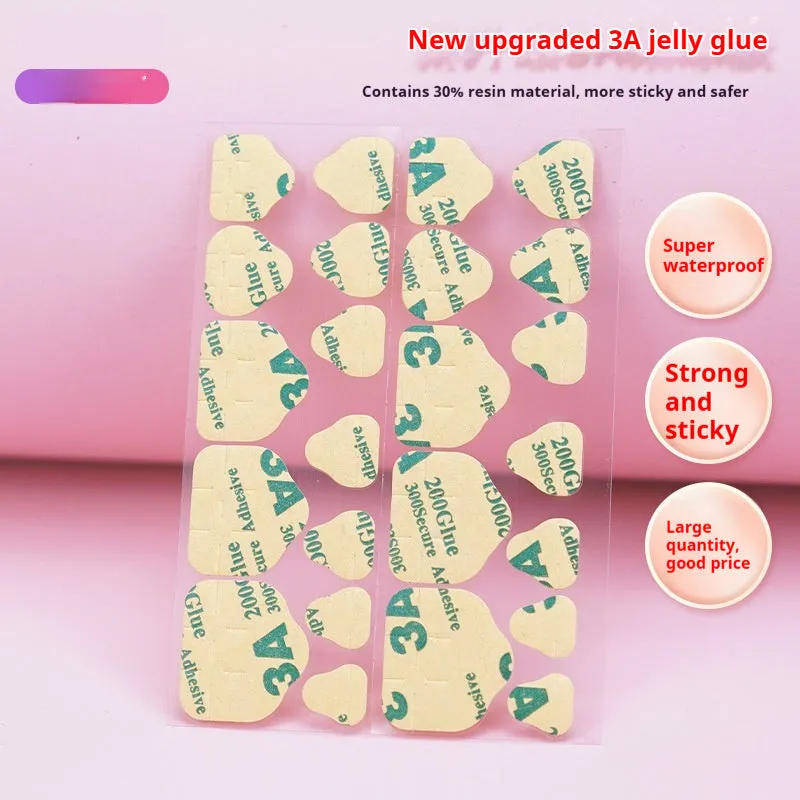 Fake toe nail transparent jelly glue waterproof super sticky ultra-thin white glue shell pattern 10 pieces