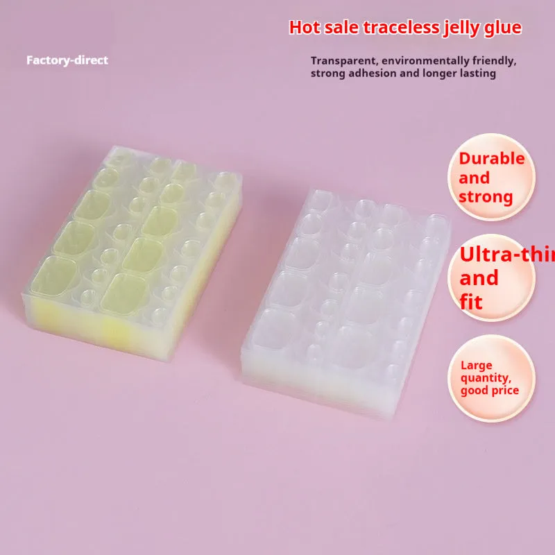 Fake toe nail transparent jelly glue waterproof super sticky ultra-thin white glue shell pattern 10 pieces