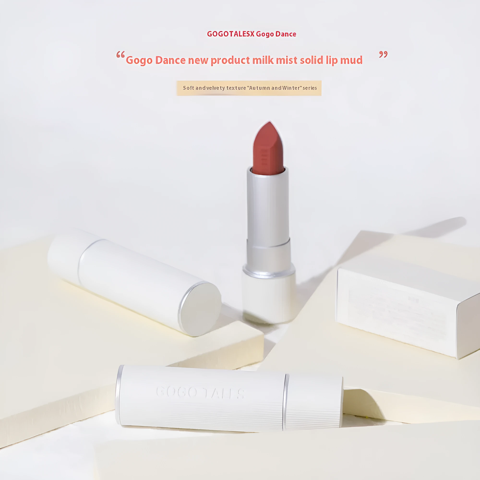 Striped tube vintage lipstick with velvet matte finish in shade 01 Toffee