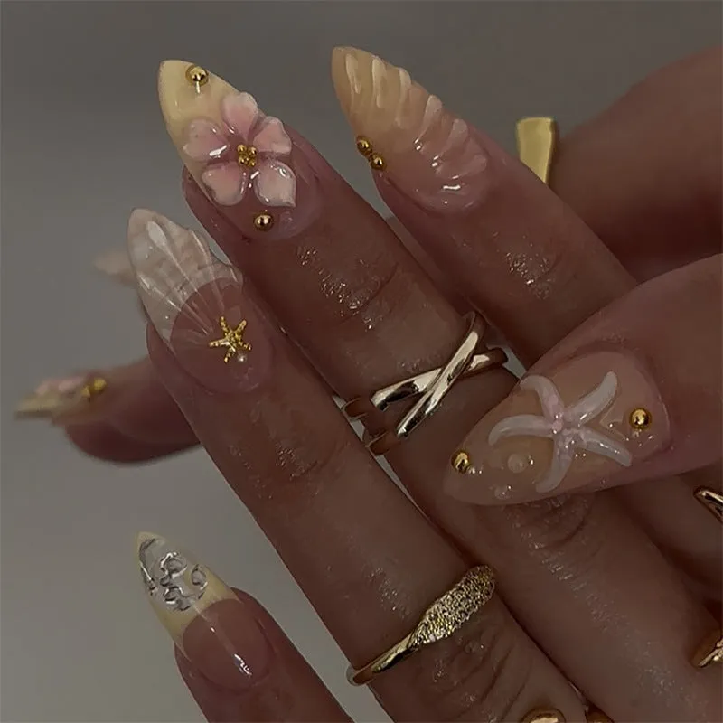 Women's three-dimensional flower butterfly love nail sticker plastic self-adhesive 30 bits per box multiple colours