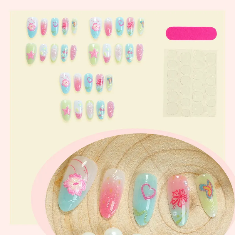 Women's three-dimensional flower butterfly love nail sticker plastic self-adhesive 30 bits per box multiple colours