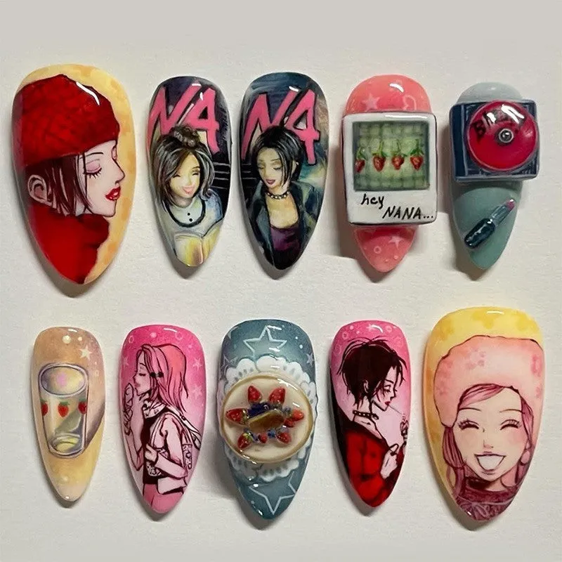 Women's three-dimensional flower butterfly love nail sticker plastic self-adhesive 30 bits per box multiple colours