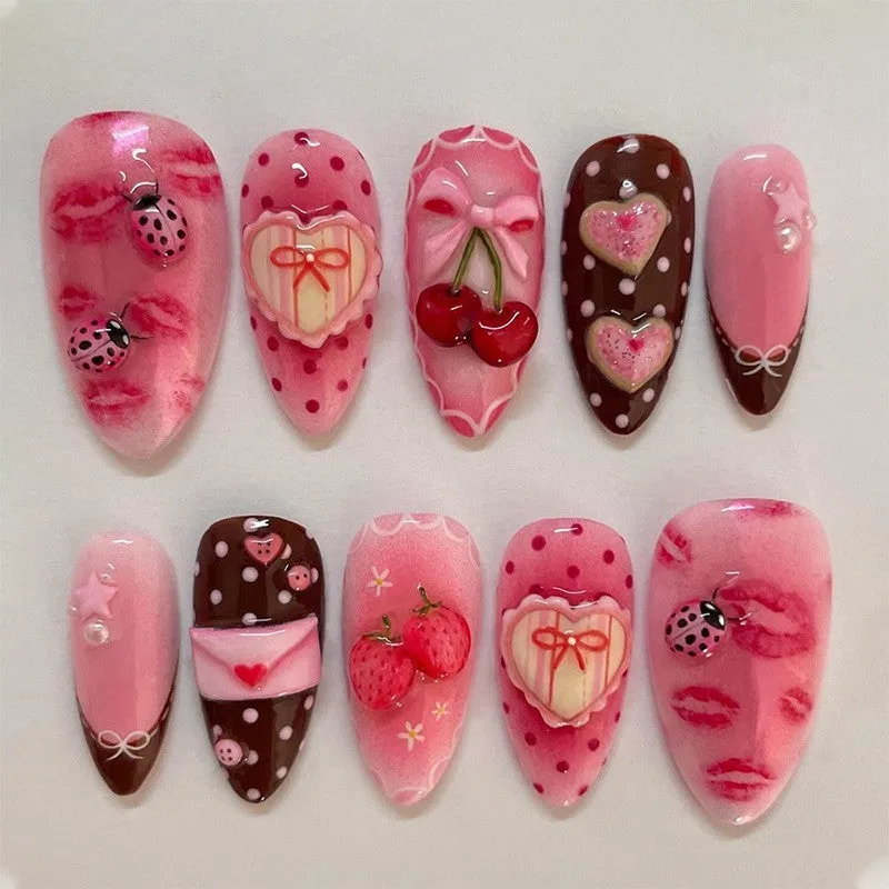 Women's three-dimensional flower butterfly love nail sticker plastic self-adhesive 30 bits per box multiple colours