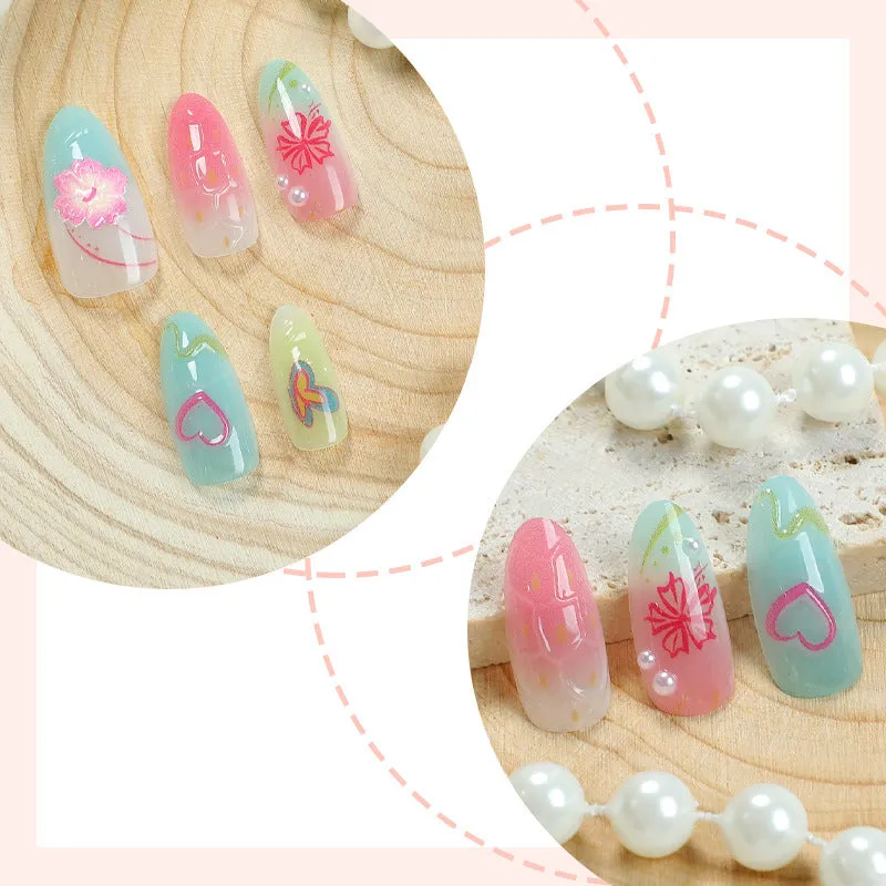 Women's three-dimensional flower butterfly love nail sticker plastic self-adhesive 30 bits per box multiple colours