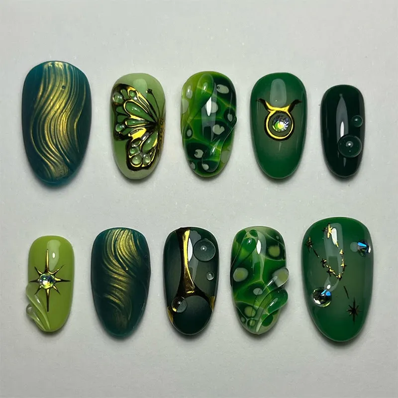 Women's three-dimensional flower butterfly love nail sticker plastic self-adhesive 30 bits per box multiple colours