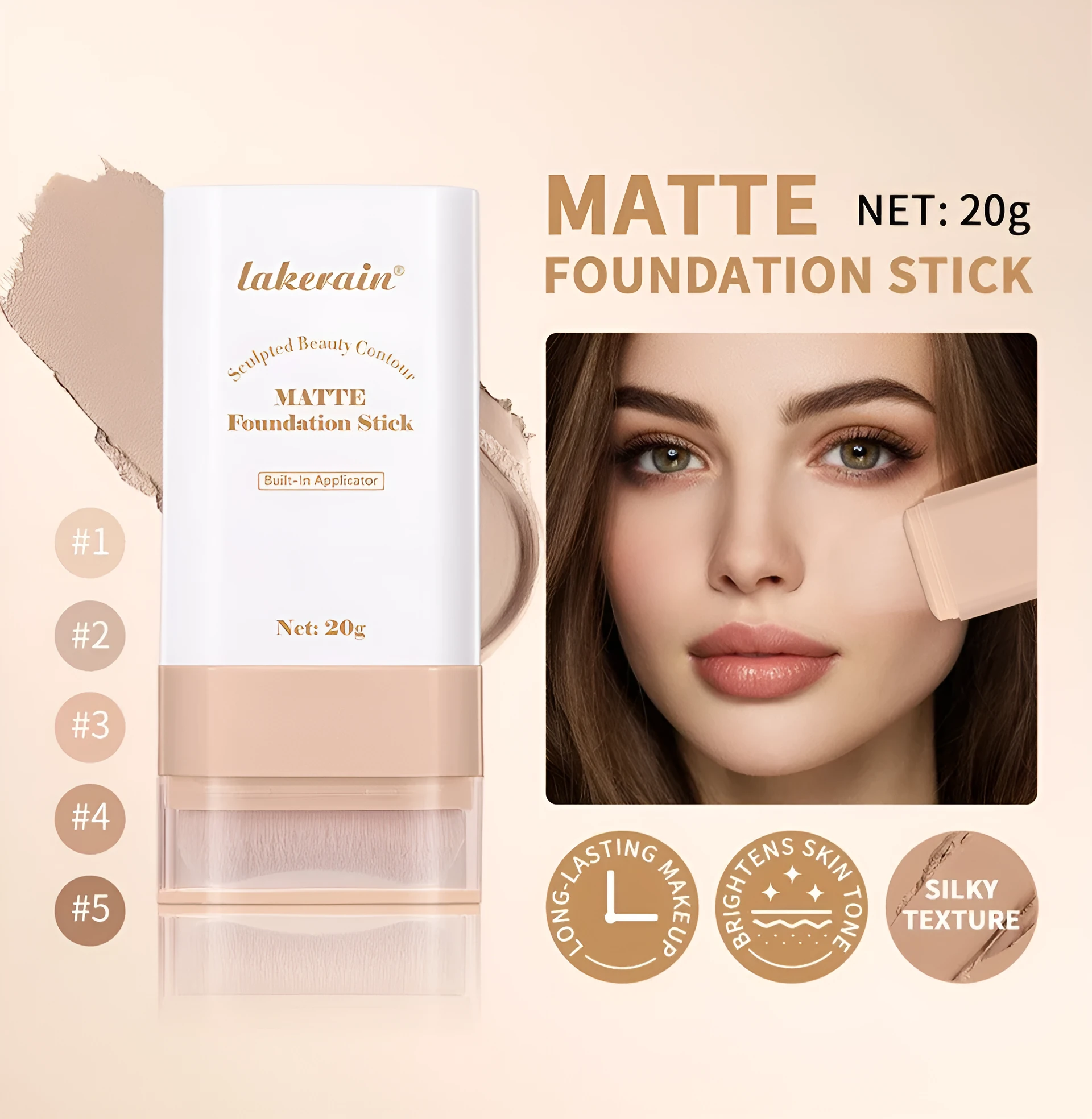 Eraser Stick Foundation Natural Nude Feel 20g buildable coverage stick for universal skin types