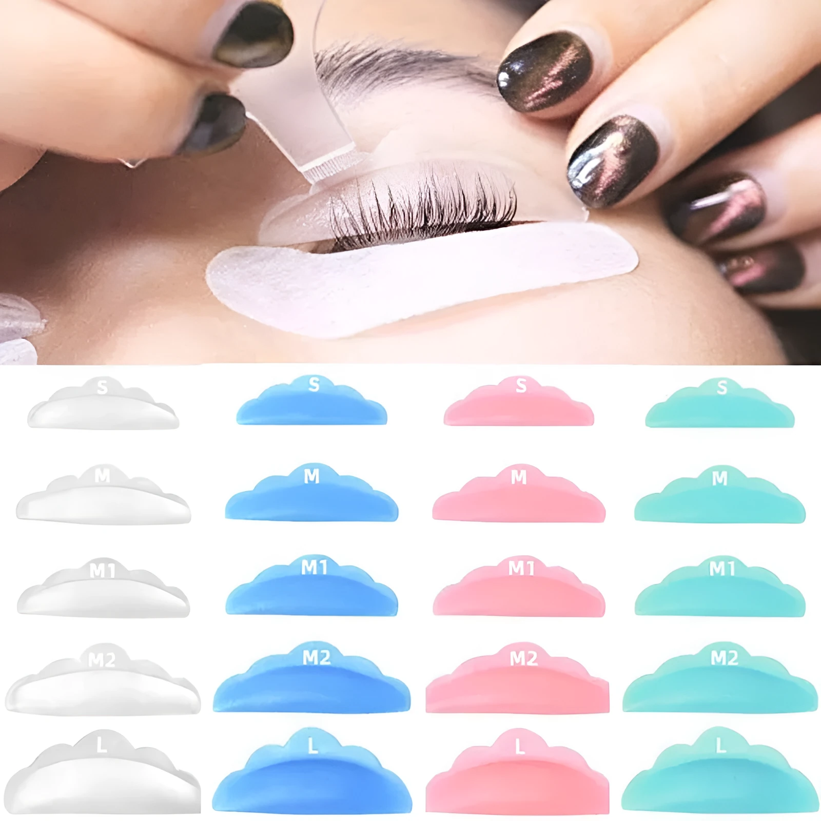 Silicone gasket set for eyelash planting false eyelash aid tool blue green pink rose red transparent