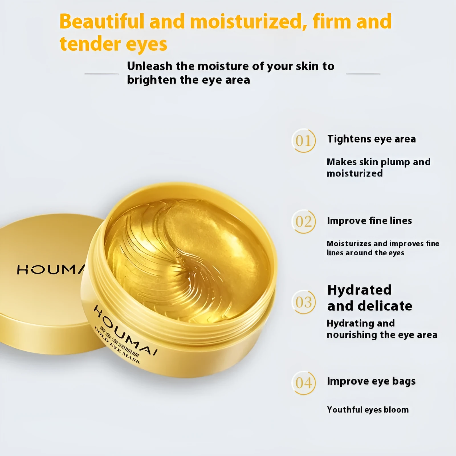 Houmai Lady 24k Gold Eye Mask 80g jar with 30 pairs for reducing dark circles