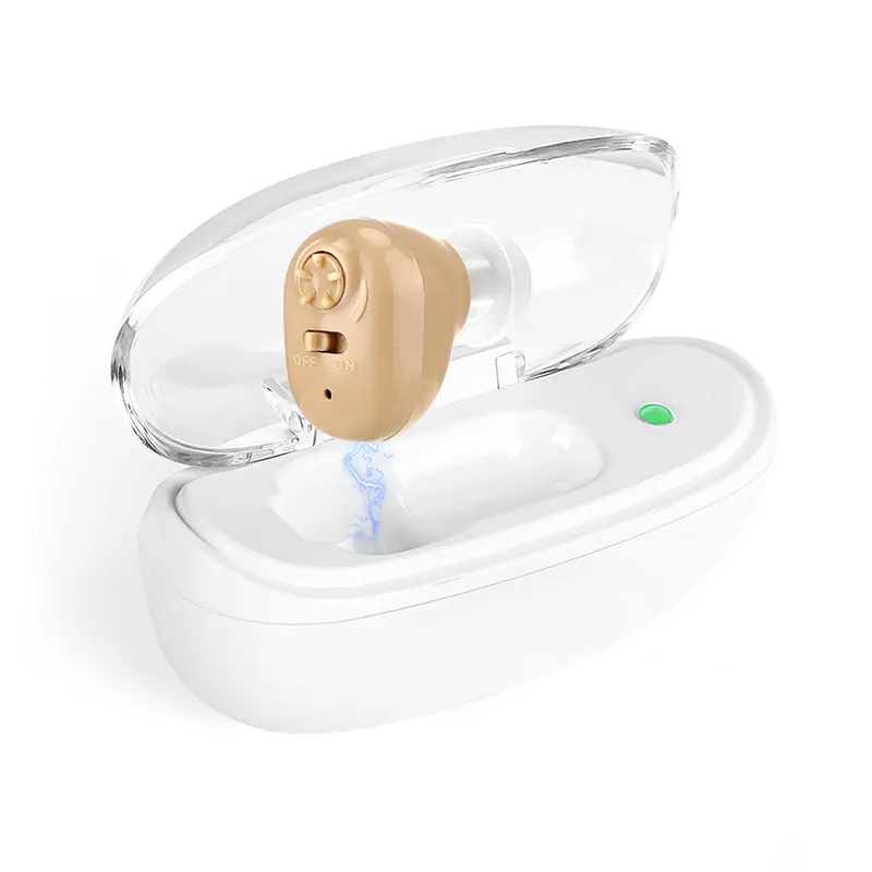Rechargeable in-the-ear hearing aid with intelligent noise reduction for elderly users