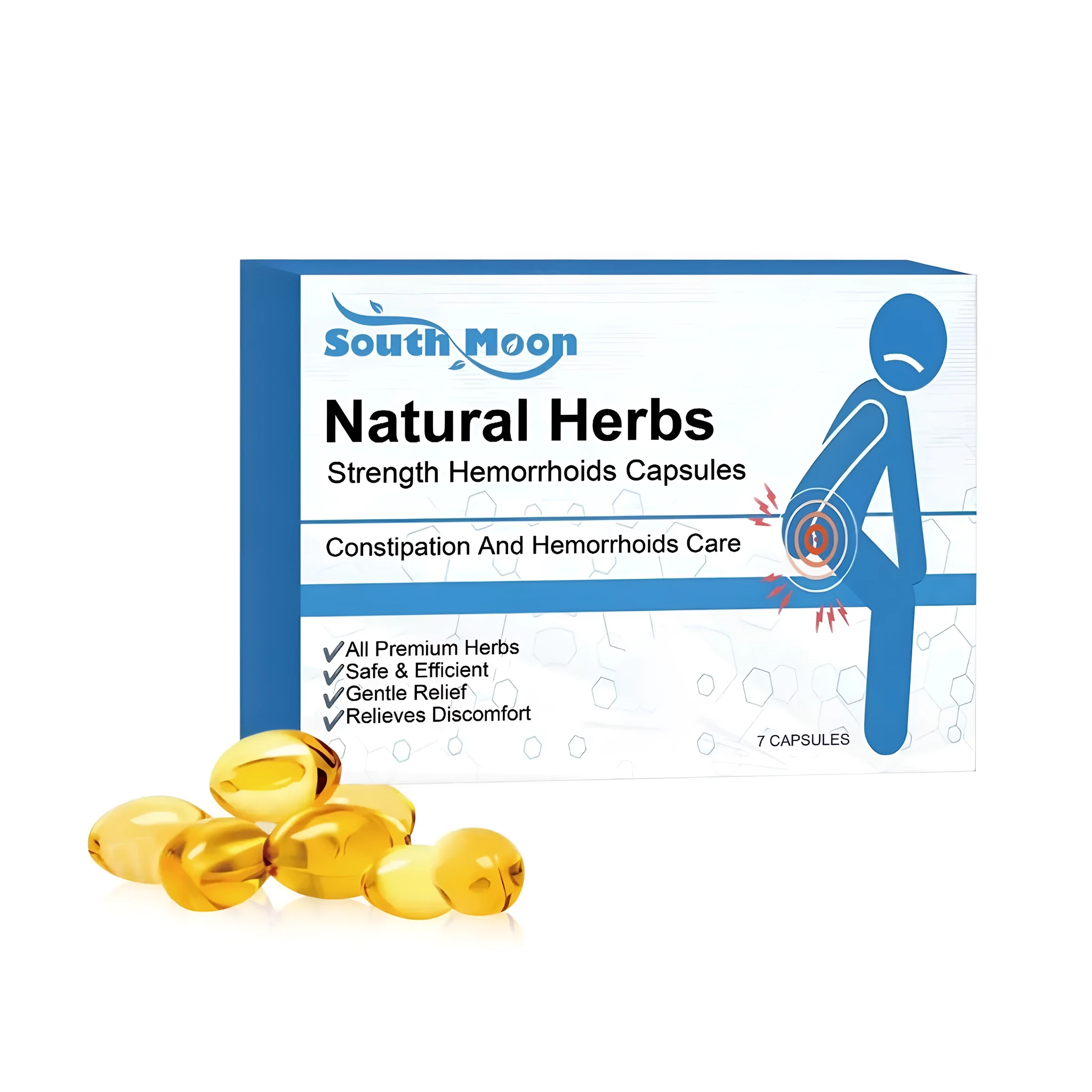 Pack of 7 Strength Hemorrhoids Capsules with natural soybean oil and Fructus Cnidii active ingredients