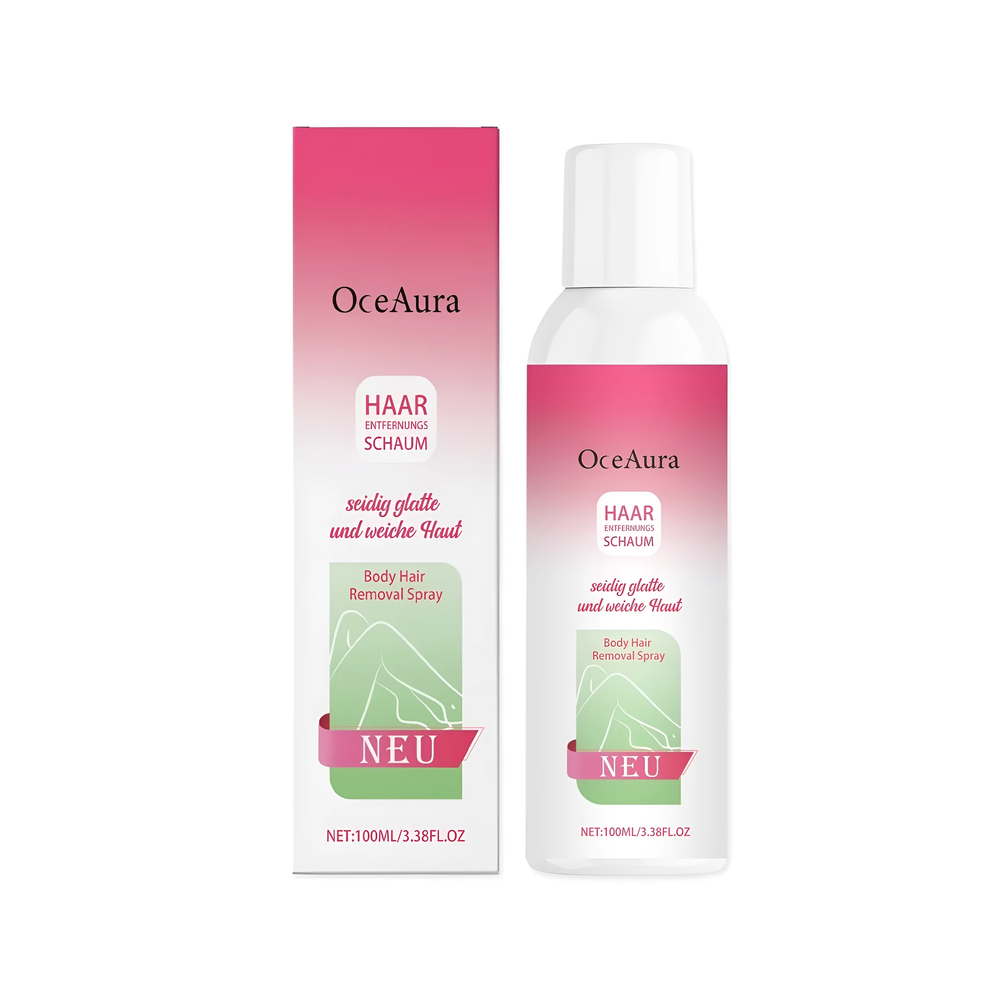 100ml bottle of body hair removal spray with spray pump applicator.