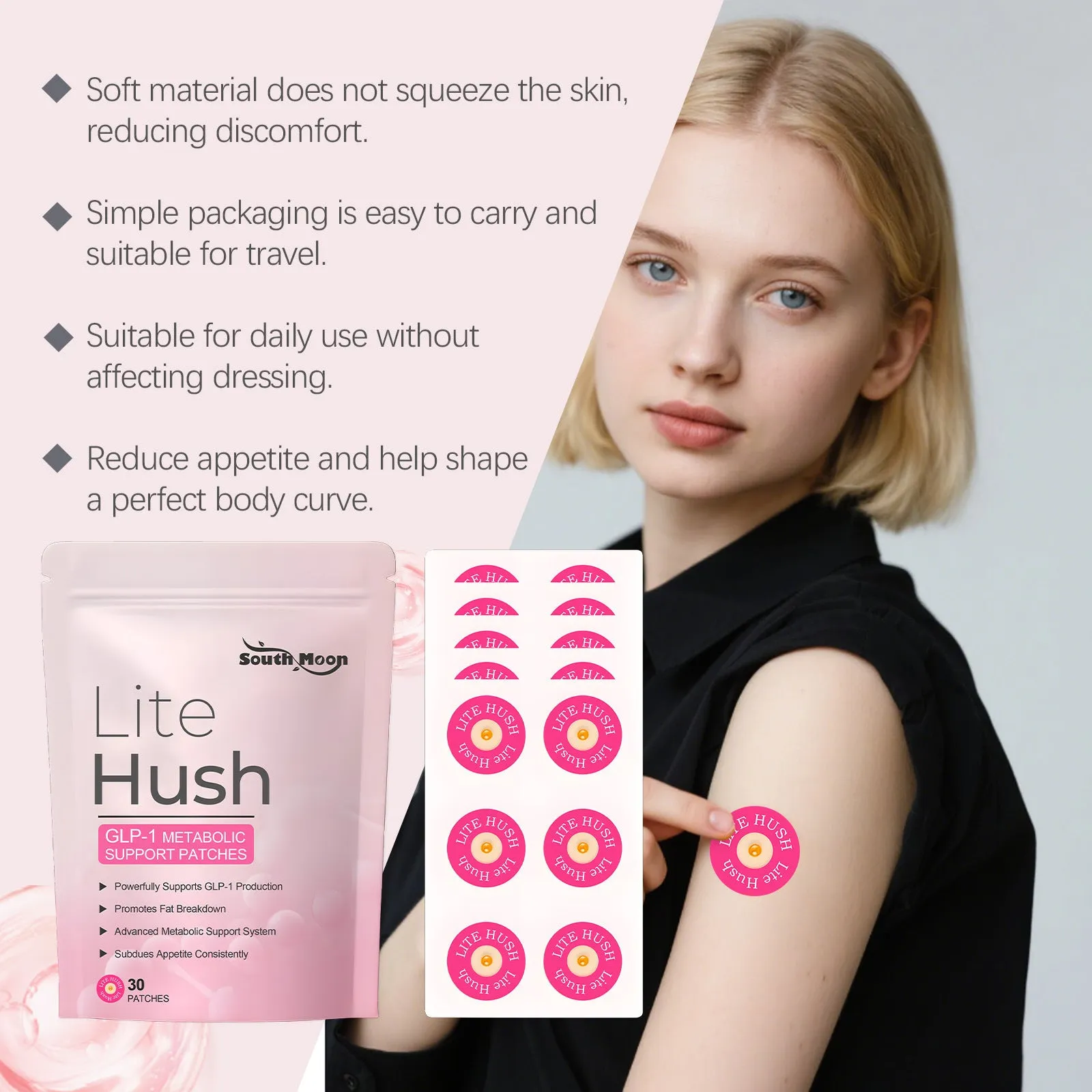 Pack of 30 body care adhesive patches for gentle daily nursing on universal skin type