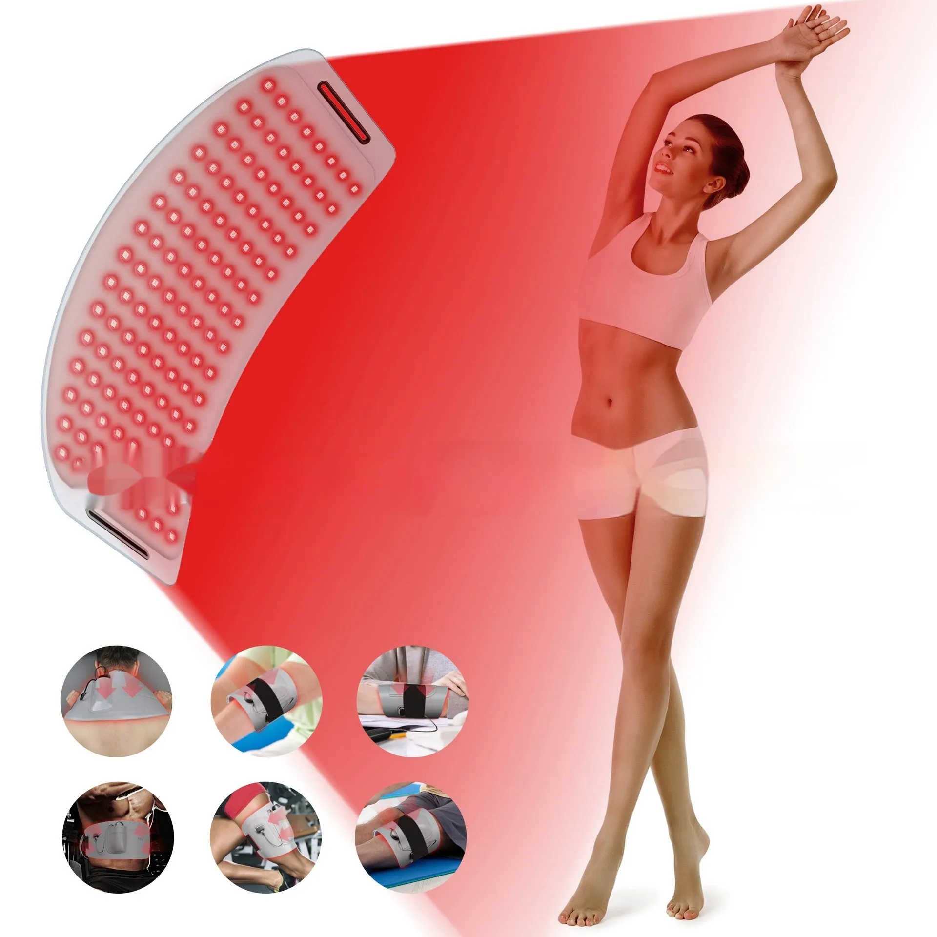 Red light home heating waist supporter with leather and Ice Silk material in gray, including remote control