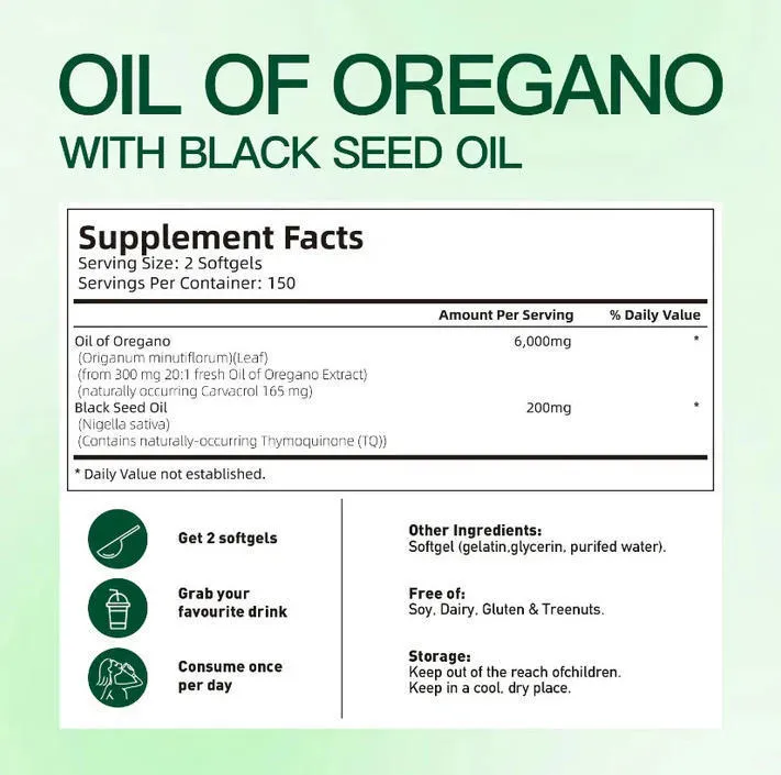Oregano Oil Capsules butter soft capsules 300 tablets pack body care supplement