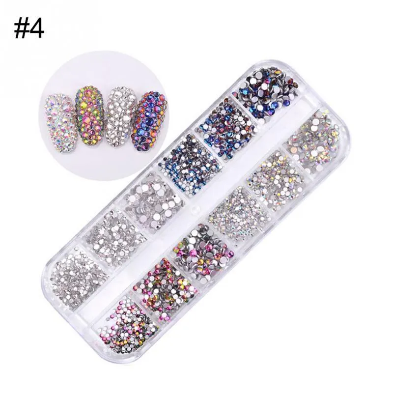 AB rhinestone decoration in 12-grid long strip box for nail art sequins