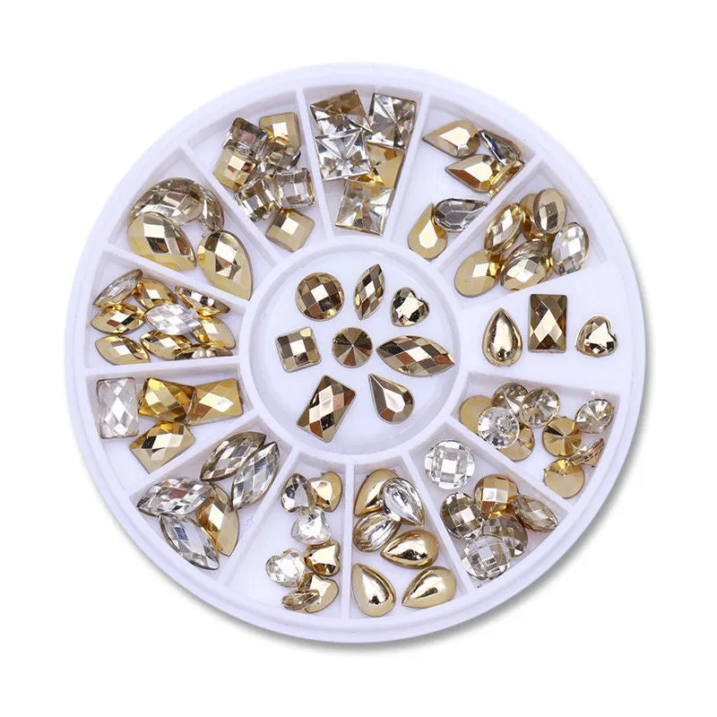 AB rhinestone decoration in 12-grid long strip box for nail art sequins
