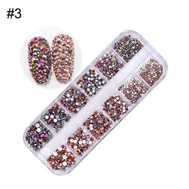 AB rhinestone decoration in 12-grid long strip box for nail art sequins