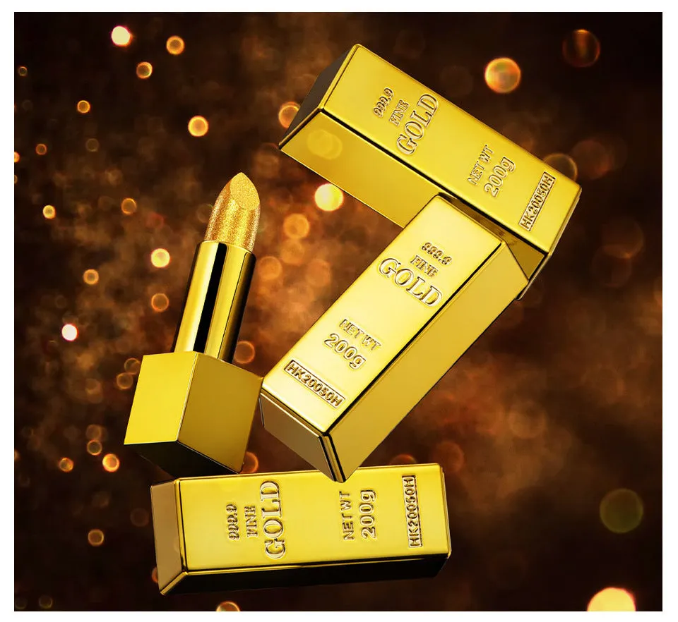 Gold brick lipstick kit set of 6 full coverage lipsticks in gold brick tube design