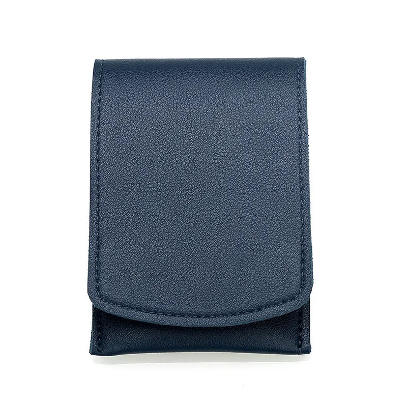 Stainless steel nail clipper set with non-slip black polish and fabric PU leather case in brown colour