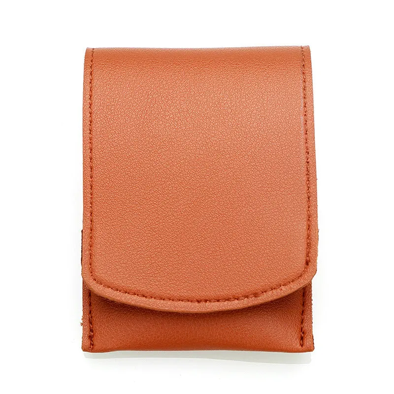 Stainless steel nail clipper set with non-slip black polish and fabric PU leather case in brown colour
