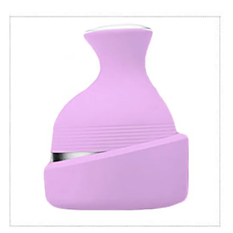 White household cat pet head massager with USB rechargeable base and four massage contacts