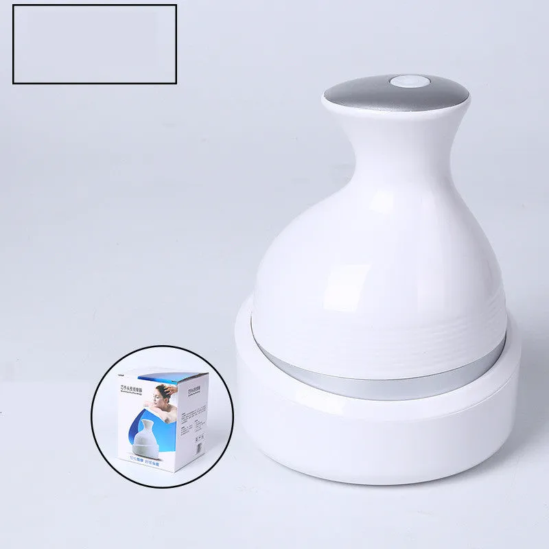 White household cat pet head massager with USB rechargeable base and four massage contacts