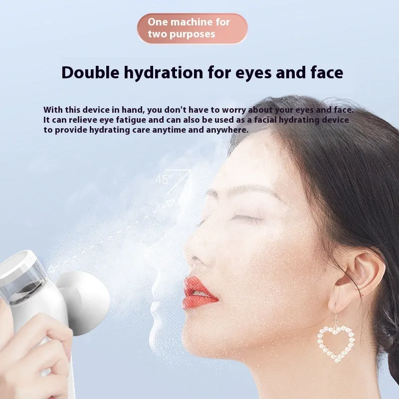 White portable electronic eye device with USB charging port and eye mask attachment